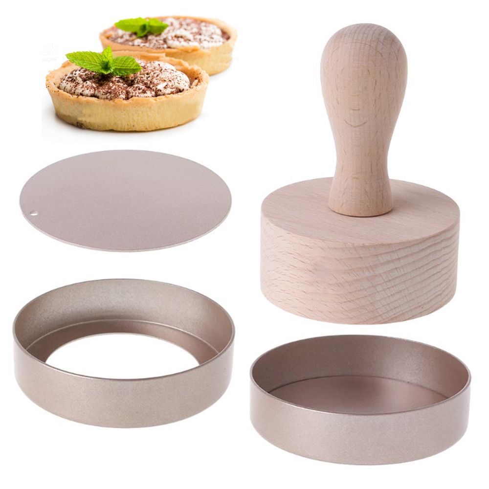 Tart Pan Loose - แม่พิมพ์พาย/เค้ก/ทาร์ตแบบถอดก้นได้ ขนาด 3.5 นิ้ว ด้ามจับไม้ วัสดุอลูมิเนียมอัลลอยด์