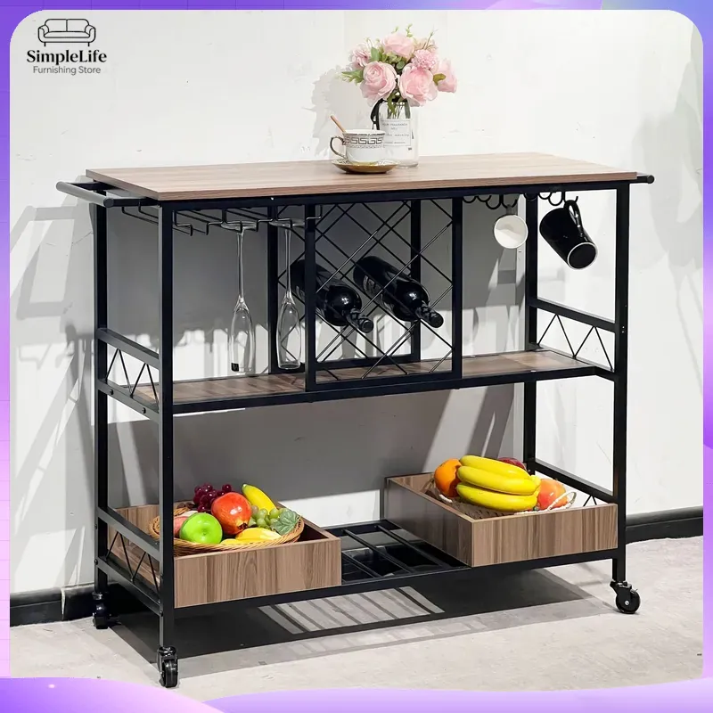 Kitchen Baking Cart - รถเข็นครัวอเนกประสงค์พร้อมชั้นวางของ รถเข็นเคลื่อนที่สำหรับทำอาหาร อบขนม เตรียมอาหาร เสิร์ฟอาหาร ชา