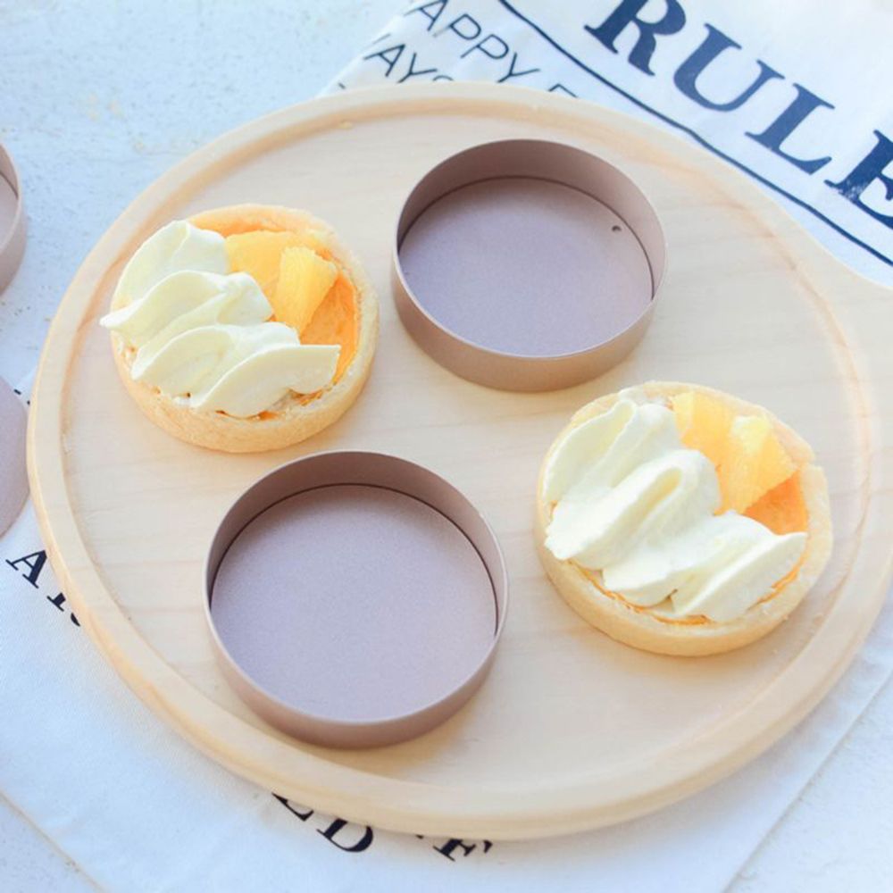 Tart Pan Loose - อุปกรณ์ทำขนมขนาด 3.5 นิ้ว ถาดอบพายอะลูมิเนียมอัลลอยด์แบบถอดก้นได้ พร้อมด้ามจับไม้ ที่กดแป้ง