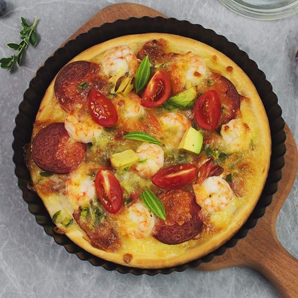 Tart Pan Loose - พิมพ์เค้กแบบถอดก้นได้ ไม่ติดกระทะ ทำความสะอาดง่าย พิมพ์พิซซ่าแบบถอดก้นได้ ทนทาน รูปทรงกลม