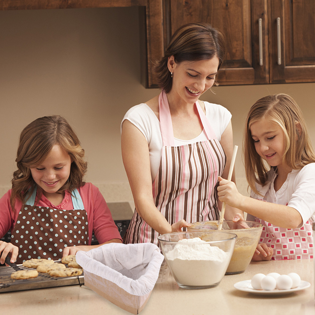 Kitchen Baking Utensils - ผ้าคลุมตะกร้าขนมปัง 2 ชิ้น สำหรับคลุมตะกร้าหมักแป้งโดว์ สำหรับทำขนมปังซาวโดว์ อุปกรณ์ทำขนมในครัว