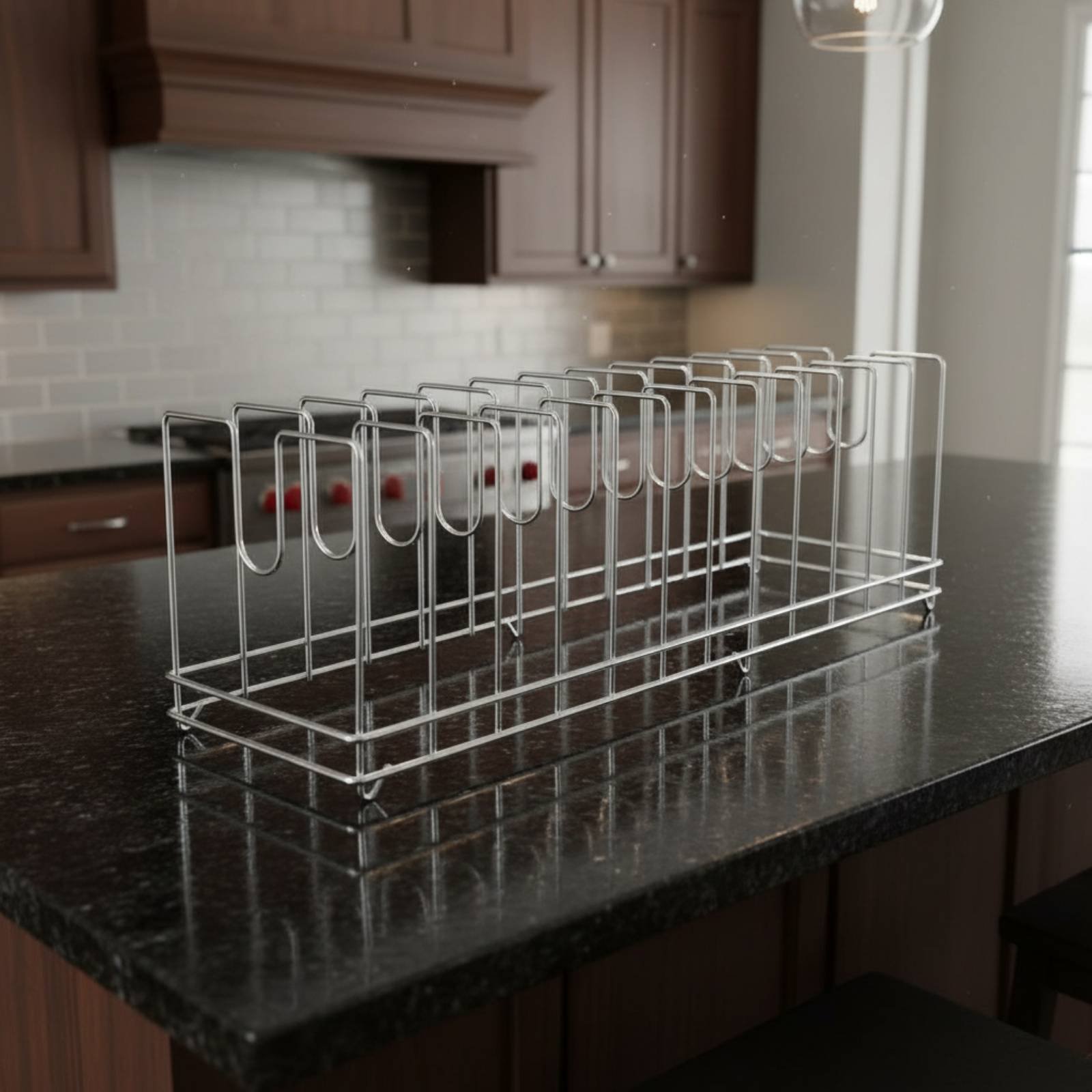 Kitchen Baking Pan Storage - ชั้นวางถาดพิซซ่า ประหยัดพื้นที่ ที่วางถาดอบ ที่วางฝาหม้อ ทำความสะอาดง่าย จัดเก็บในครัว