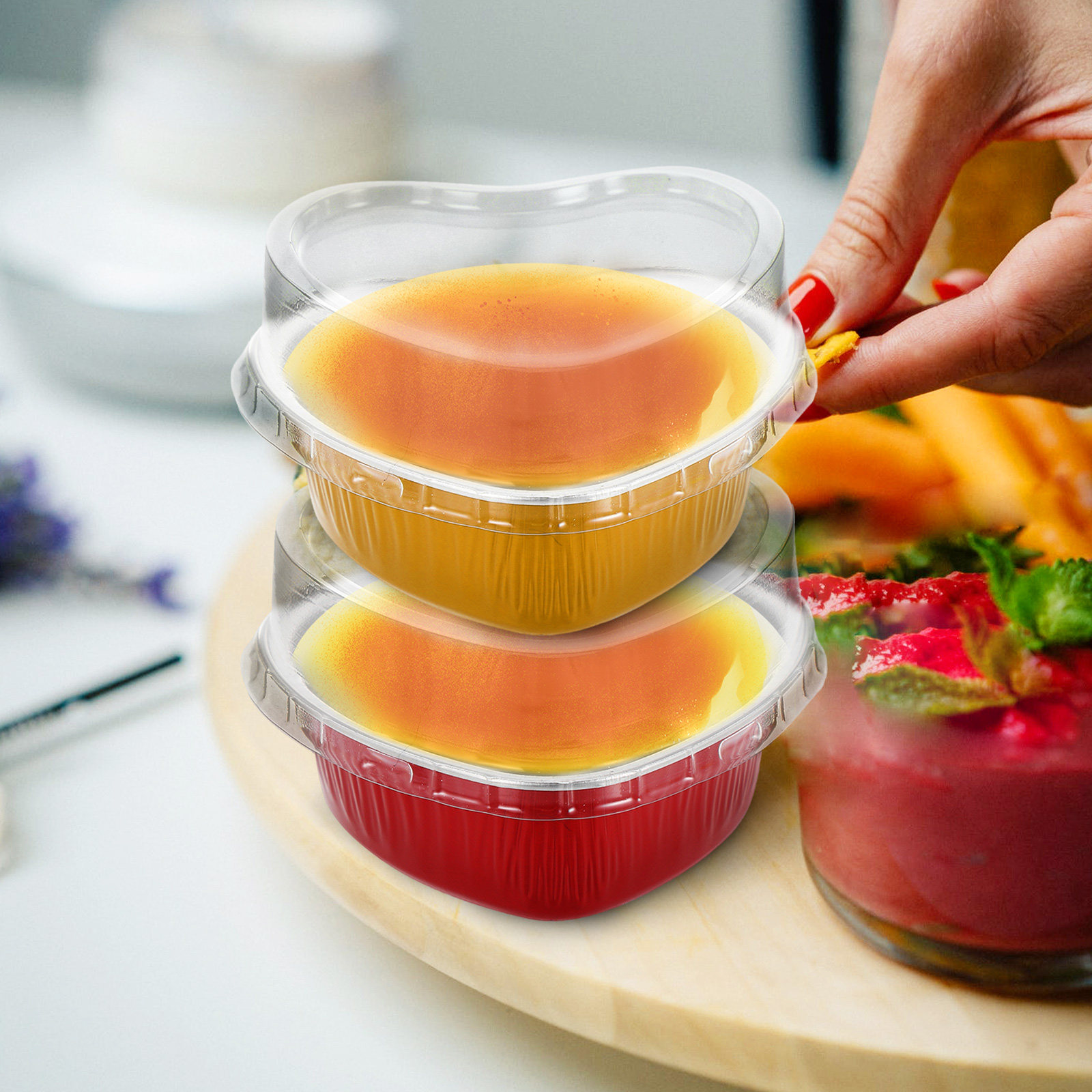 Mini Kitchen Baking - 20 ชุด ถาดอบเค้กรูปหัวใจทำจากอลูมิเนียมฟอยล์ ดีไซน์เรียบเนียน สำหรับทำขนมที่บ้าน ร้านเบเกอรี่