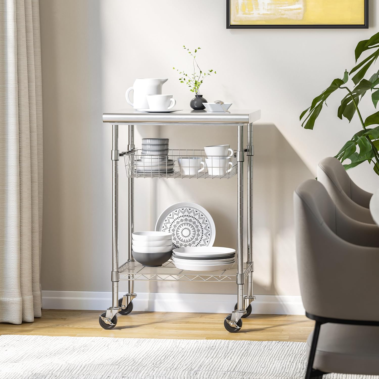 โต๊ะเตรียมอาหารสแตนเลสสำหรับใช - Kitchen Baking Cart บทวิจารณ์และราคา