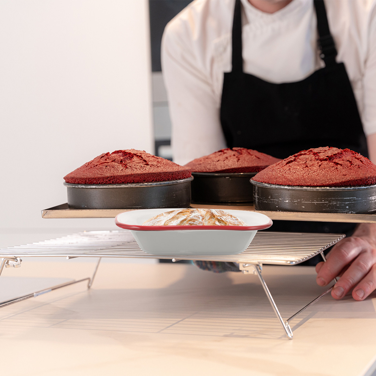 ถาดอบเคลือบอีนาเมลทรงสี่เหลี่ย - Kitchen Baking Pan Storage บทวิจารณ์และราคา