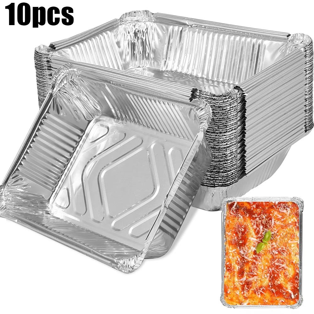 10PCS อลูมิเนียมฟอยล์ทิ้งภาชนะ - Kitchen Baking Pan Storage บทวิจารณ์และราคา