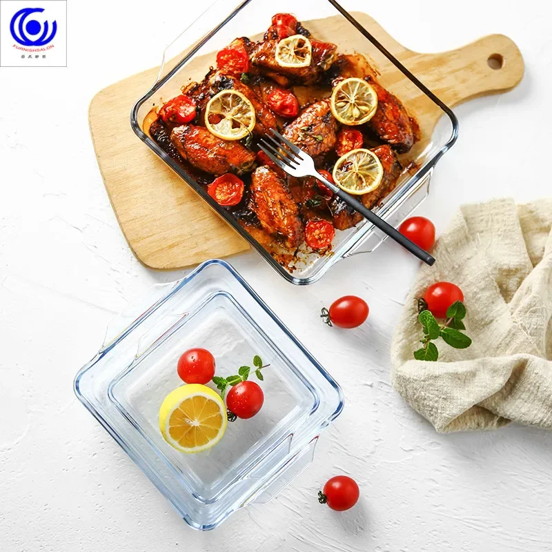 จานอบแก้วแบบแข็งสำหรับอบขนมพื้ - Kitchen Baking Pan Storage บทวิจารณ์และราคา